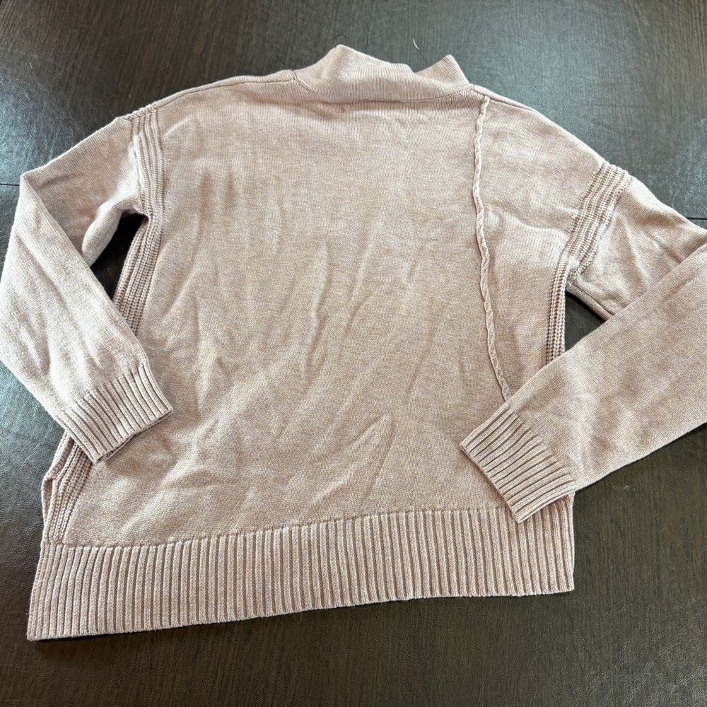 Hem and Thread Soft Rib-Trim Mock Neck A line Sweater in Dusty Rose Sz L - Picture 6 of 6